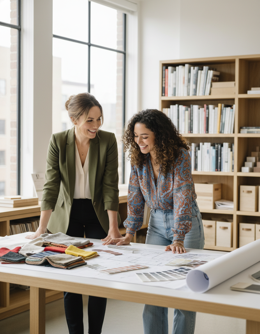 Edith Barrera and team collaborating on design project